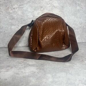 Brown Woven Leather Crossbody Bag